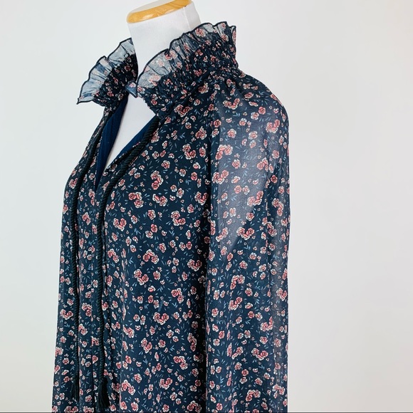 See By Chloe Floral Haze Lace Trim Dress Sz 42 - Picture 8 of 14